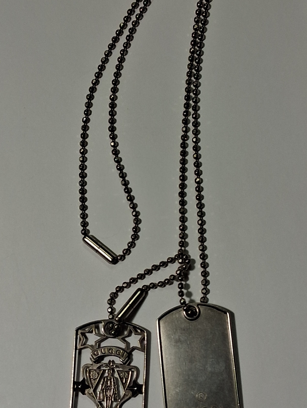 Rare  Gucci Liftboy Crest 929 ⁷Silver Dual Dog Tag Necklace - Picture 9 of 16